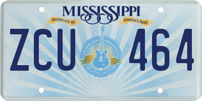 MS license plate ZCU464