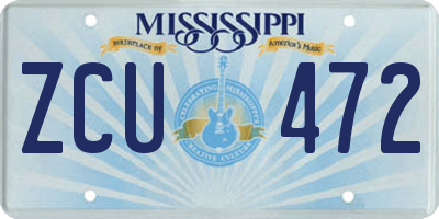 MS license plate ZCU472