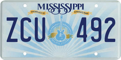 MS license plate ZCU492