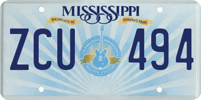 MS license plate ZCU494