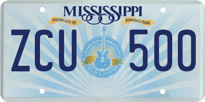 MS license plate ZCU500