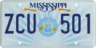 MS license plate ZCU501
