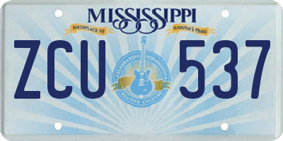 MS license plate ZCU537