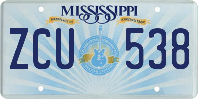 MS license plate ZCU538