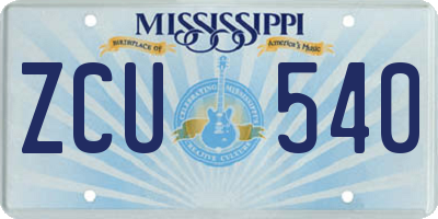 MS license plate ZCU540