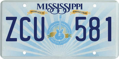 MS license plate ZCU581