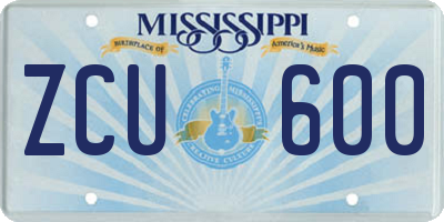 MS license plate ZCU600