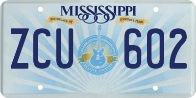 MS license plate ZCU602