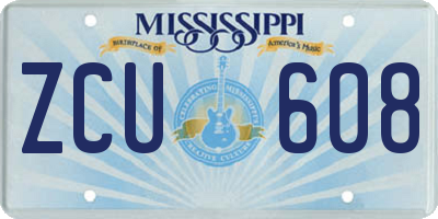 MS license plate ZCU608