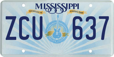 MS license plate ZCU637