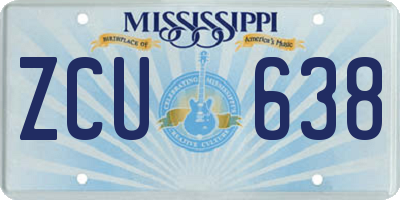 MS license plate ZCU638