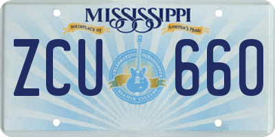 MS license plate ZCU660