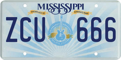MS license plate ZCU666