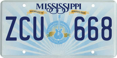 MS license plate ZCU668