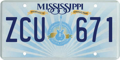 MS license plate ZCU671