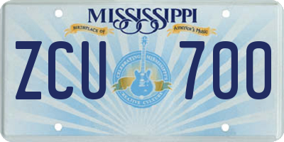 MS license plate ZCU700