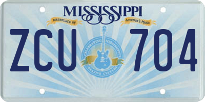 MS license plate ZCU704