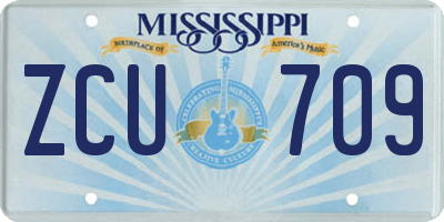 MS license plate ZCU709