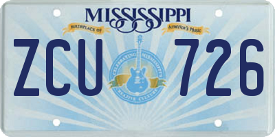 MS license plate ZCU726