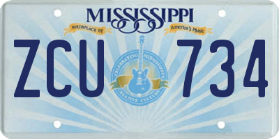 MS license plate ZCU734