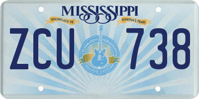 MS license plate ZCU738