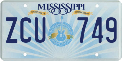 MS license plate ZCU749