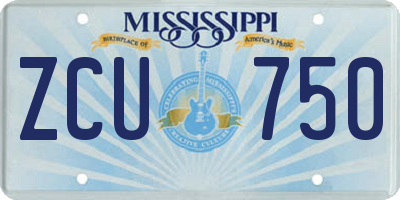 MS license plate ZCU750