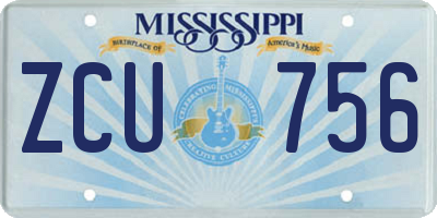 MS license plate ZCU756