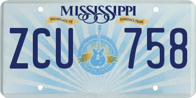 MS license plate ZCU758