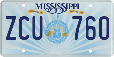 MS license plate ZCU760