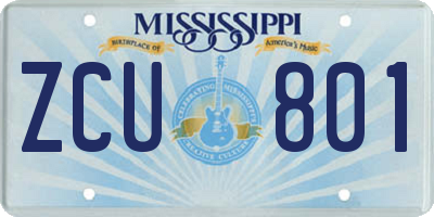 MS license plate ZCU801
