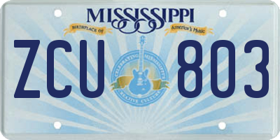 MS license plate ZCU803