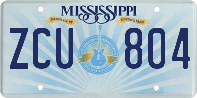 MS license plate ZCU804