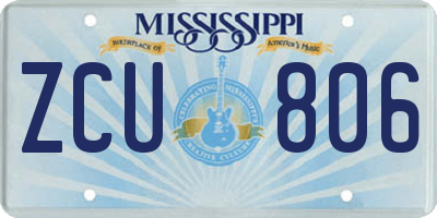 MS license plate ZCU806
