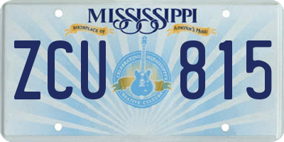 MS license plate ZCU815