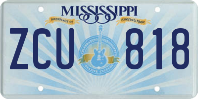 MS license plate ZCU818