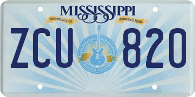 MS license plate ZCU820
