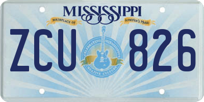 MS license plate ZCU826