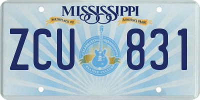 MS license plate ZCU831