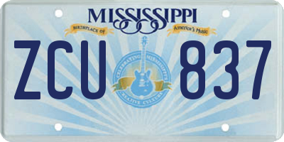 MS license plate ZCU837