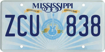 MS license plate ZCU838