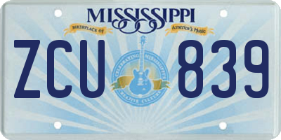 MS license plate ZCU839