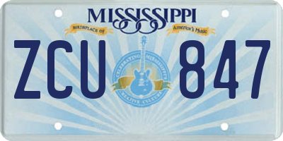 MS license plate ZCU847