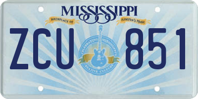 MS license plate ZCU851