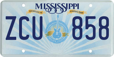 MS license plate ZCU858
