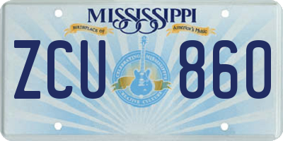 MS license plate ZCU860