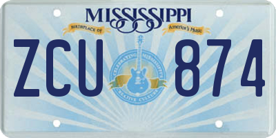 MS license plate ZCU874