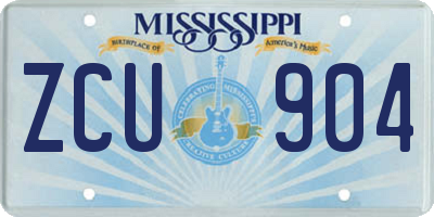 MS license plate ZCU904