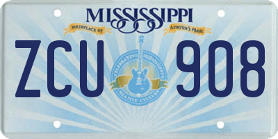 MS license plate ZCU908