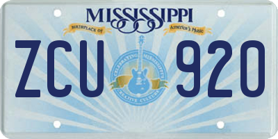 MS license plate ZCU920